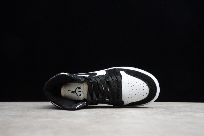 Air Jordan 1 Mid GS Panda White Black Teal Tint KID-BQ6931-103
